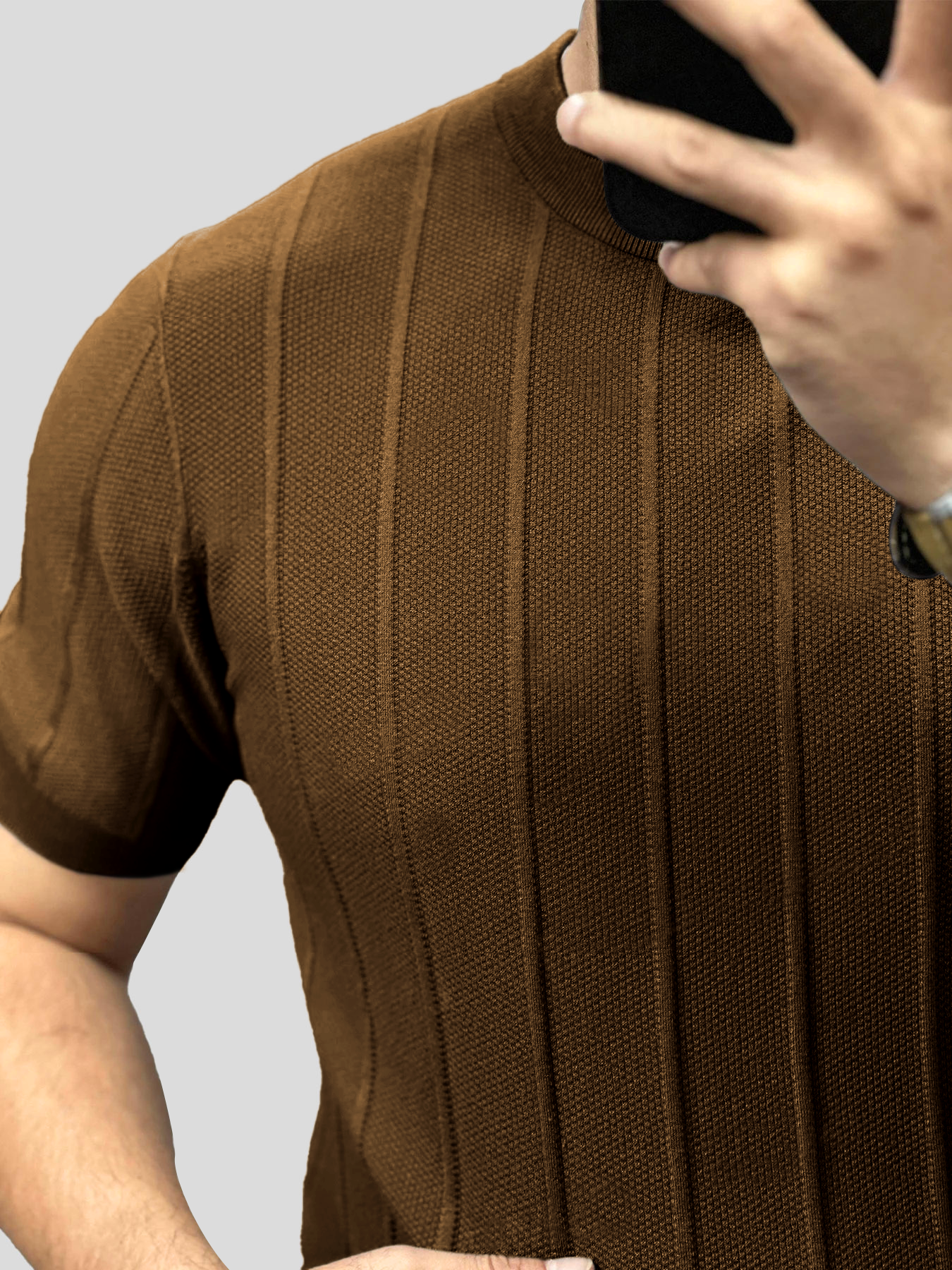 GentleKnit Breathable Striped Short Sleeve Knitted T-Shirt