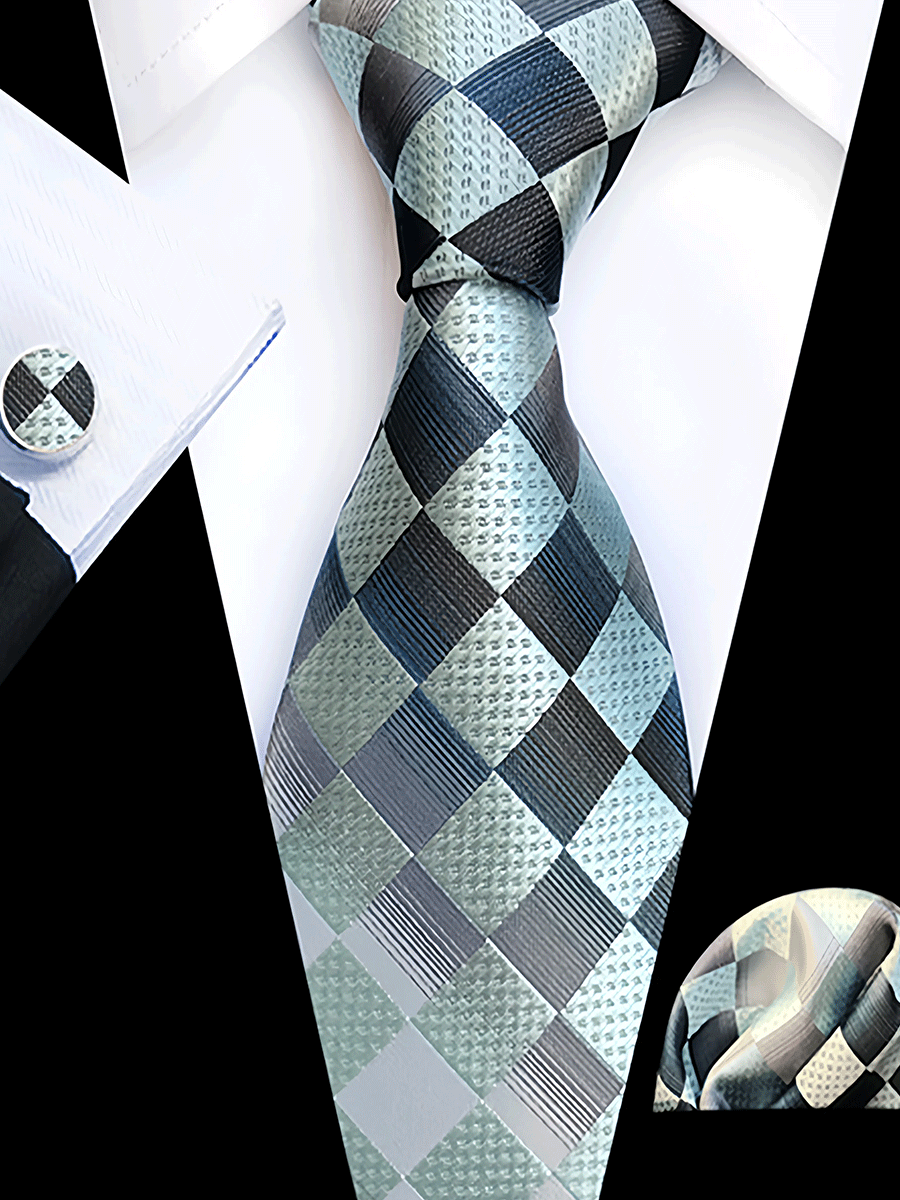 Men's tie pocket scarf tie clip cufflinks gift box set