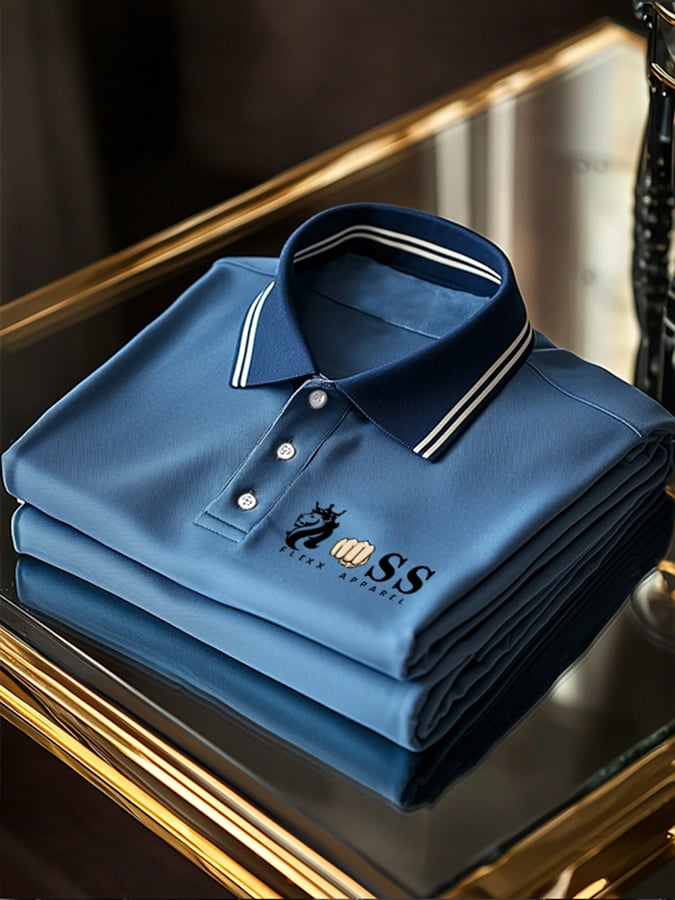 Men's Business Casual Button Short Sleeve Polo Shirt