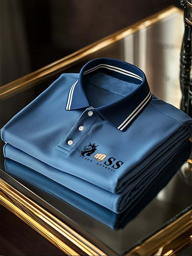 Men's Business Casual Button Short Sleeve Polo Shirt