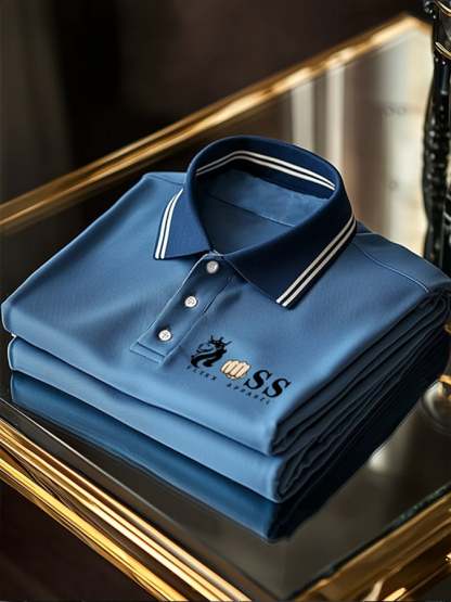 Men's Business Casual Button Short Sleeve Polo Shirt