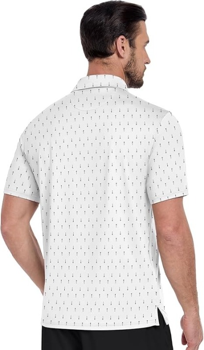 Men's Business Style Print Short Sleeved Polo Shirt