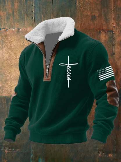 Men's Casual Faith Retro Textured Sweatshirt
