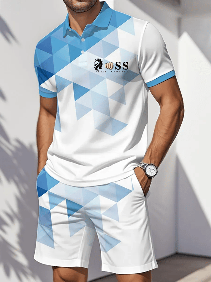 Men's Retro Letter Design Casual Business Comfortable And Breathable Short Sleeve Polo Shirt Suit