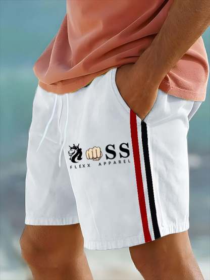 Men's Retro Letter Design Beach Pants Surfing Sports Swimming Fitness Breathable Casual Pants