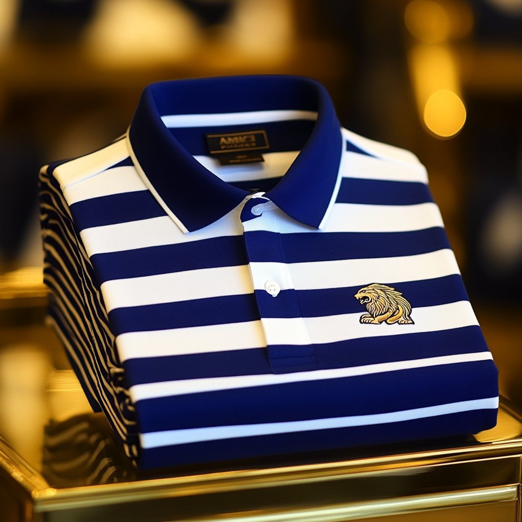 Men's Business Casual Logo Button Short Sleeve Polo Shirt