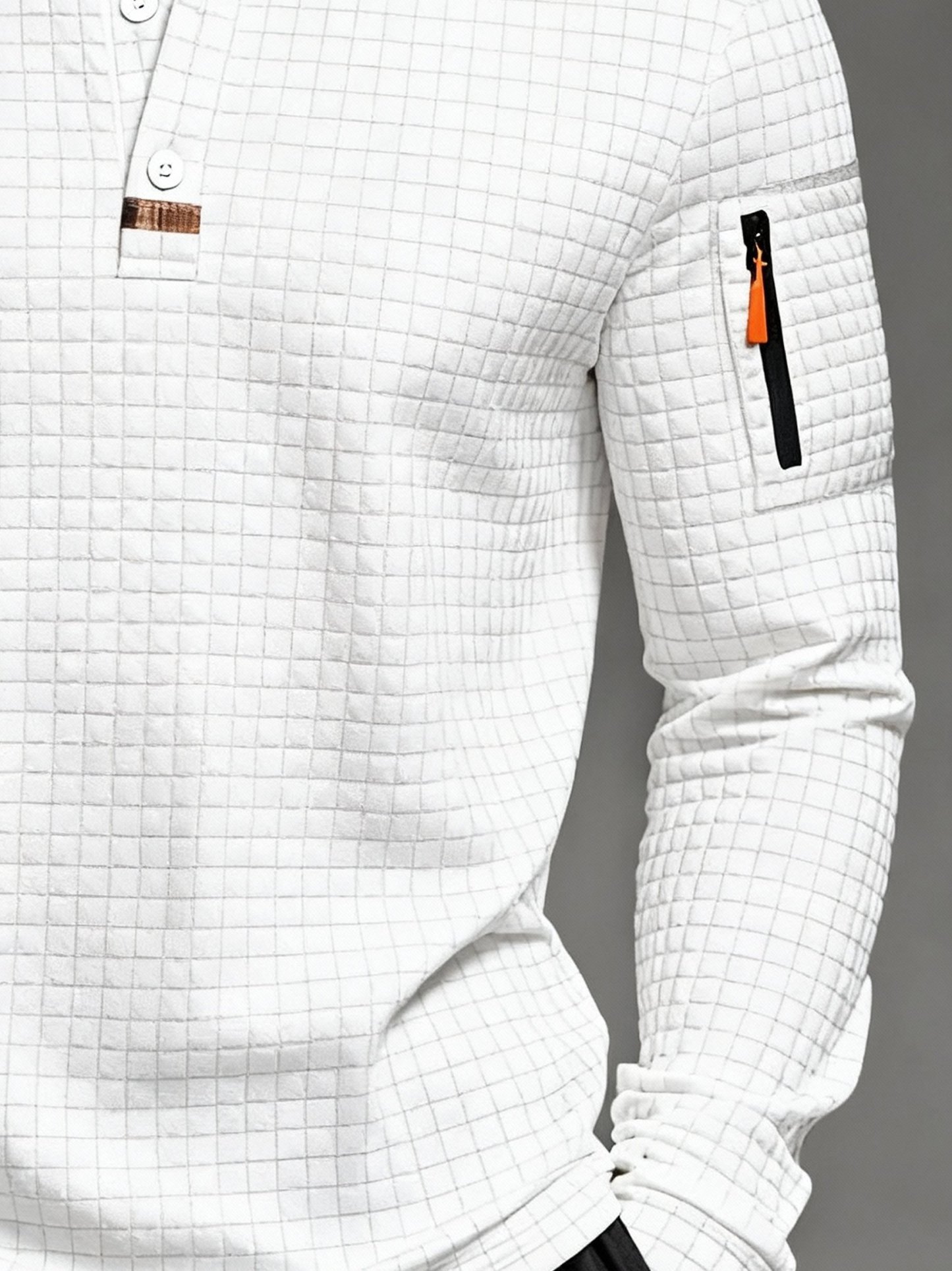 Men's Vintage Striped Long-Sleeved Henley Polo Shirt