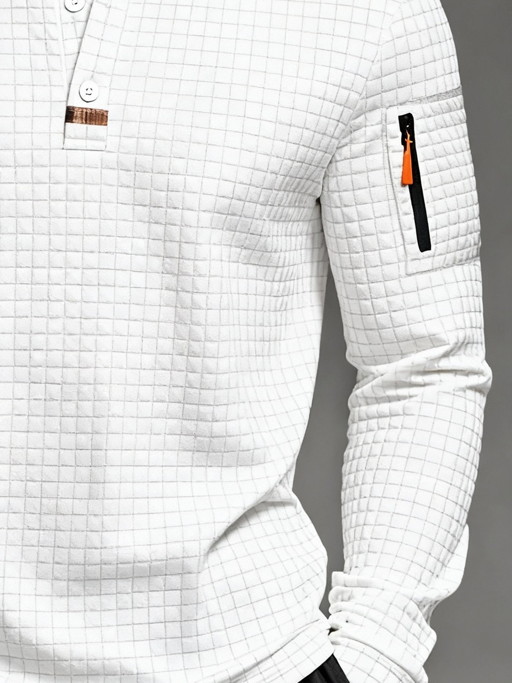 Men's Vintage Striped Long-Sleeved Henley Polo Shirt