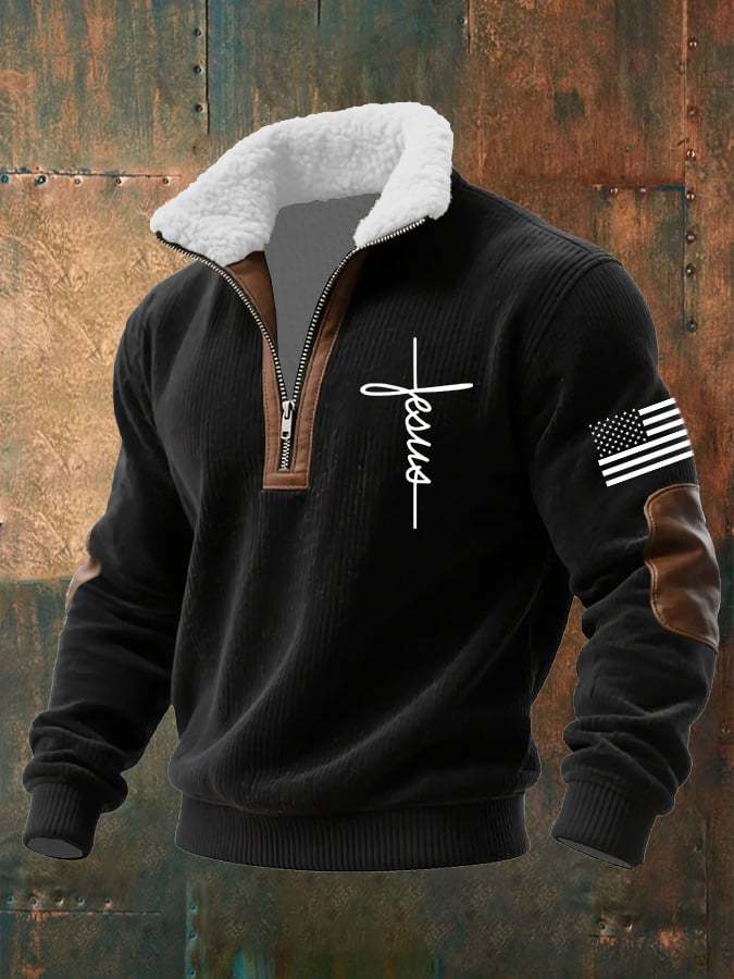 Men's Casual Faith Retro Textured Sweatshirt