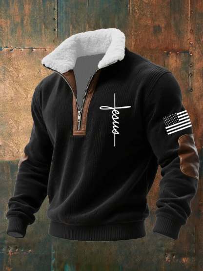 Men's Casual Faith Retro Textured Sweatshirt