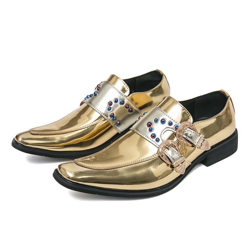 Men's British Business Pointed Toe Casual Buckle Leather Shoes