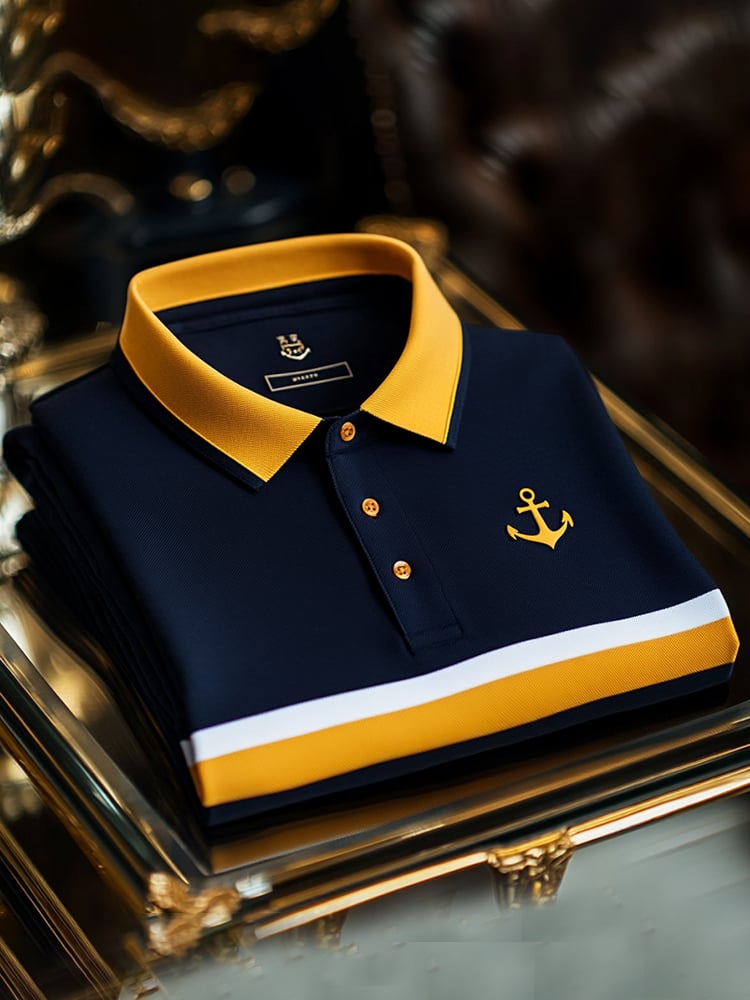 Men's Business Casual Button Short Sleeve Polo Shirt