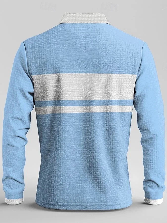 Men's Business Casual Contrast Color Coconut Tree Print Waffle Polo