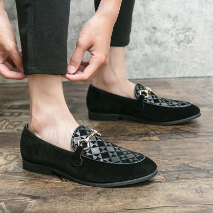 Fashion Casual Geometric Frosted Mens Loafer Shoes