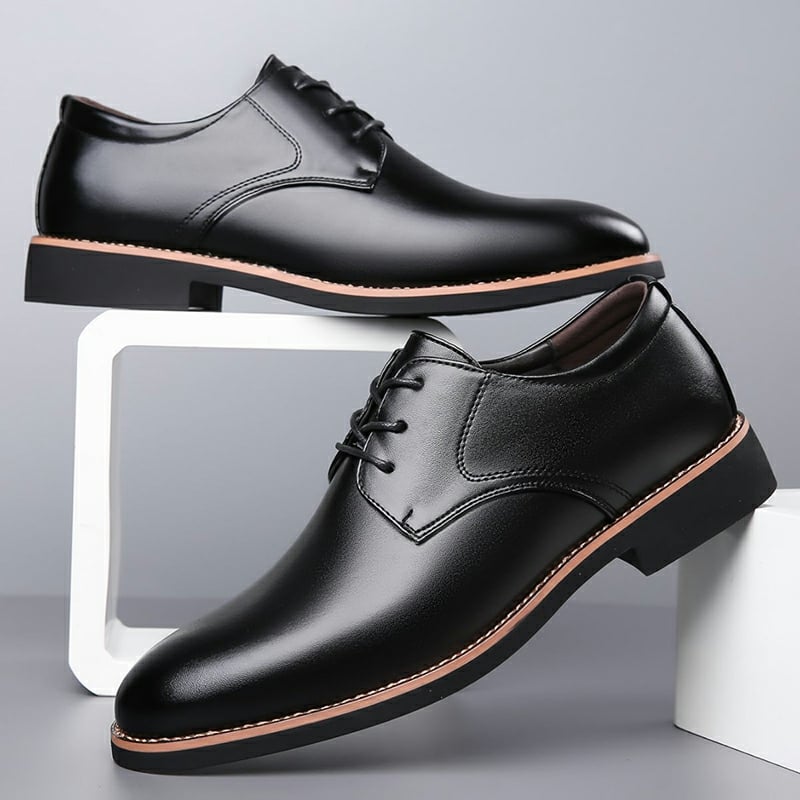 Men's Comfort British Business Wedding Casual Lace-up Simple Formal Leather Shoes