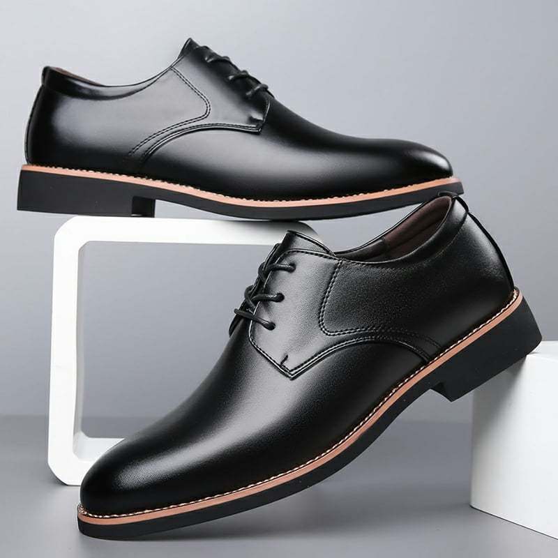 Men's Comfort British Business Wedding Casual Lace-up Simple Formal Leather Shoes