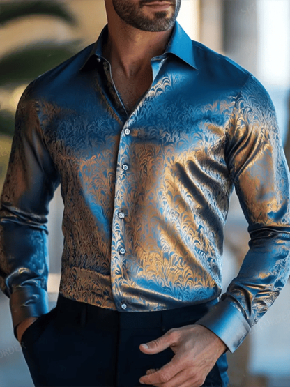 Men's Satin Luxe Long Sleeve Button Down Shirt