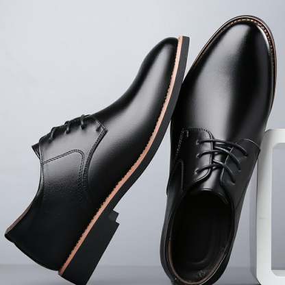 Men's Comfort British Business Wedding Casual Lace-up Simple Formal Leather Shoes