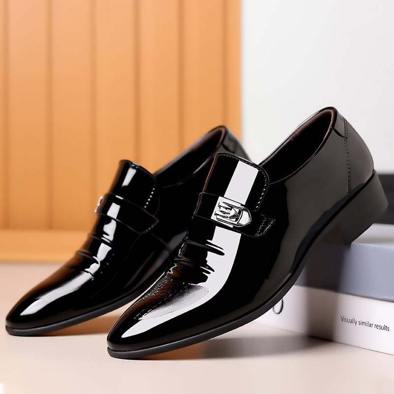 Men's Versatile Toe Toe Glossy Business Casual Leather Shoes