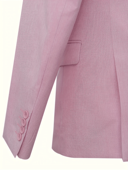 Men's Fashionable Solid Color Design Single-Breasted Pocket Design Casual Suit