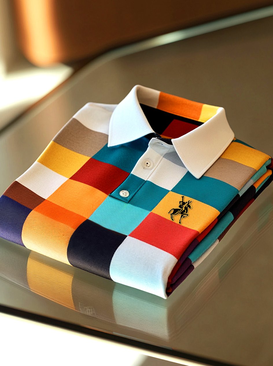 Men's Business Casual Artistic Button Short Sleeve Polo Shirt