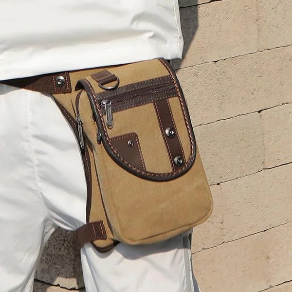 Men's retro canvas portable Waist and Leg-bag