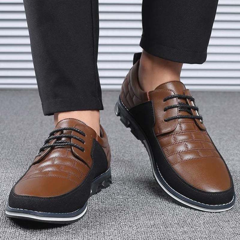 Men'S Patchwork Fashionable Casual Leather Shoes