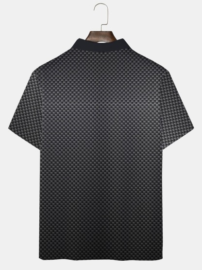 Black Texture Plain Men's Golf Polo Shirt