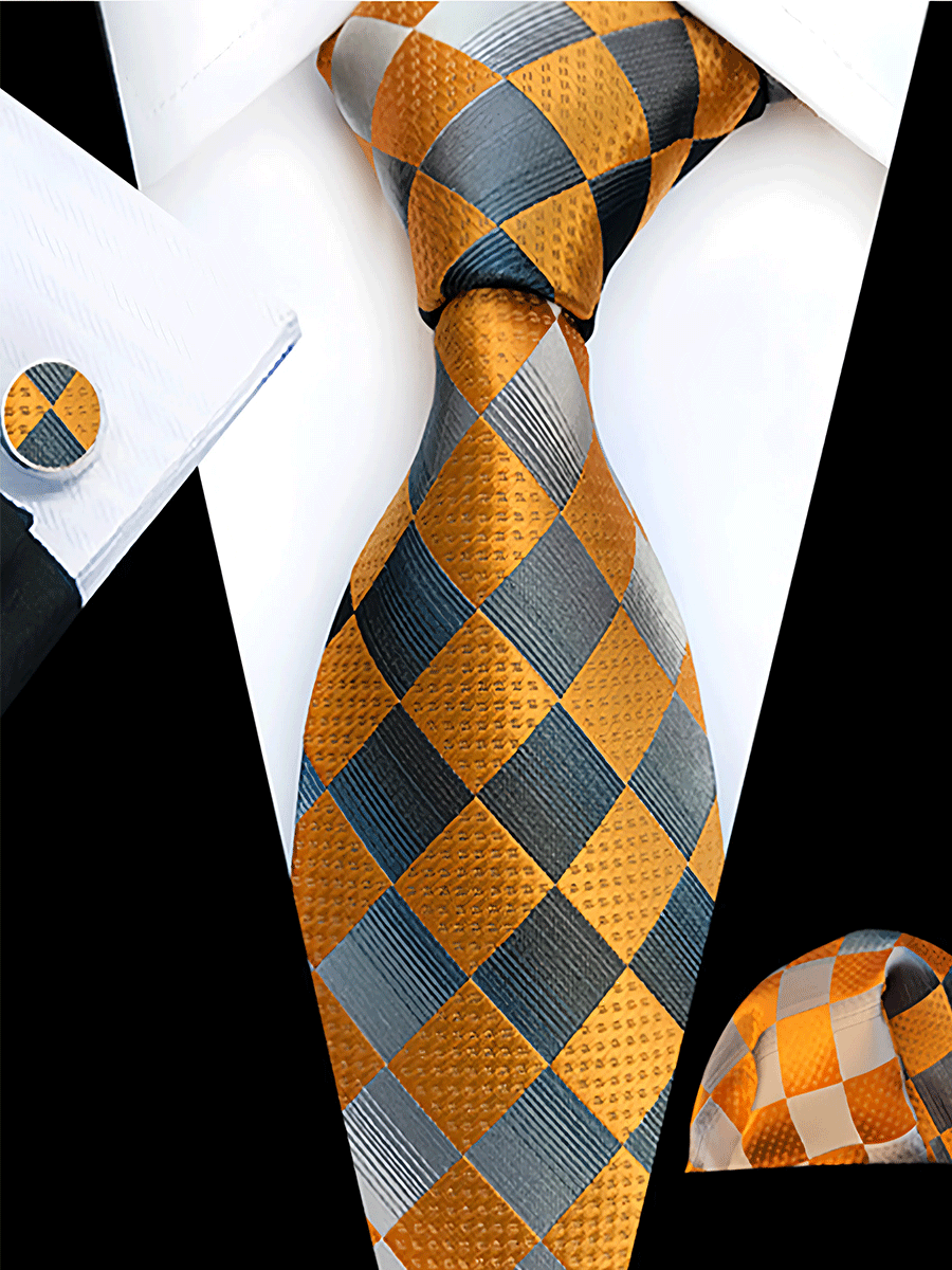 Men's tie pocket scarf tie clip cufflinks gift box set