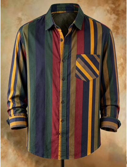 Men's Vertical Stripe Long Sleeve Shirt