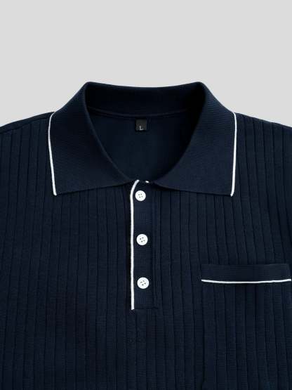 GentleKnit Contrast Color Short Sleeve Knitted Polo
