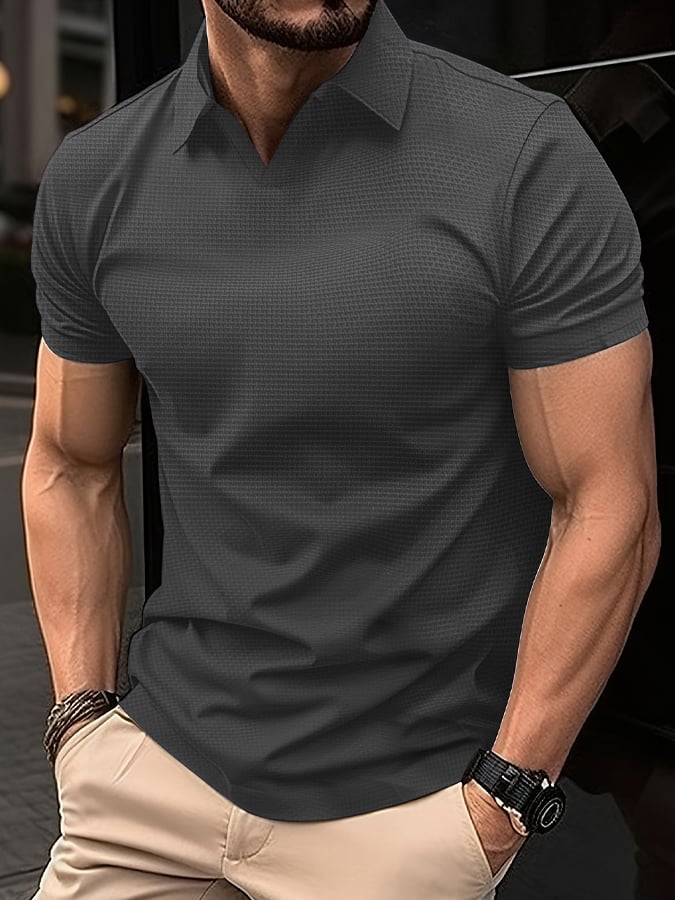 Men's Classic Waffle Lapel Polo Jacket