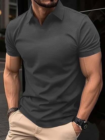 Men's Classic Waffle Lapel Polo Jacket