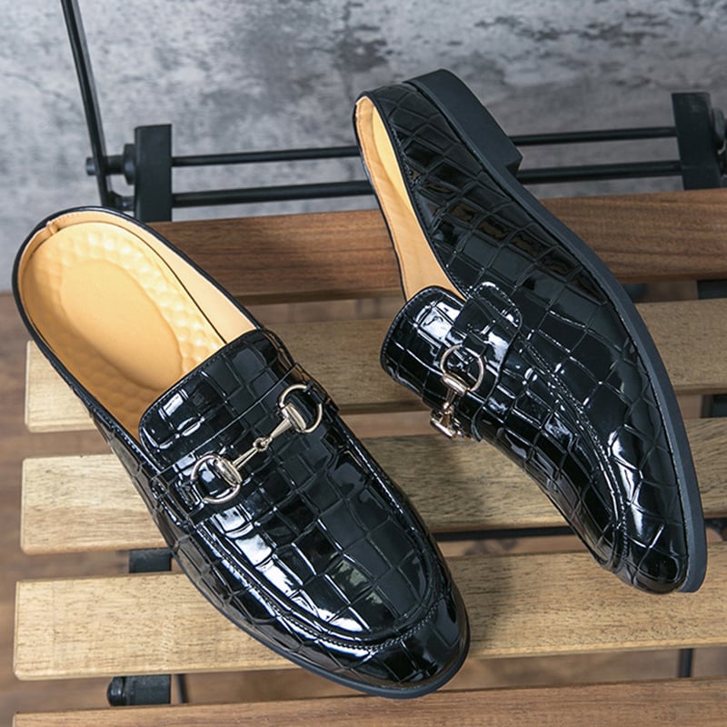 British Fashion Horsebit Heelless Breathable Faux Leather Shoes