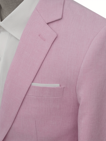 Men's Fashionable Solid Color Design Single-Breasted Pocket Design Casual Suit