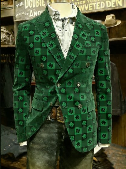 St.Patrick's Day Men's Shirt Graphic Men's Prints Vintage Coat Blazer with Graffiti