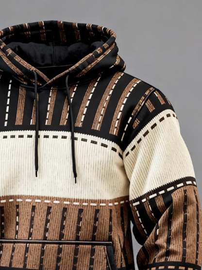 Men's Vintage Color-Block Hooded Sweatshirt