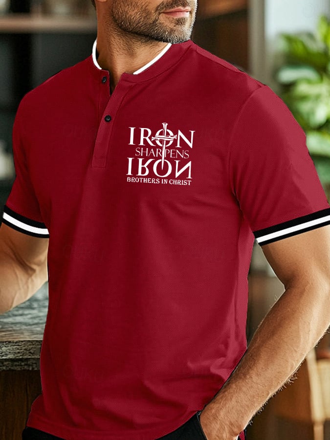 Men's Vintage Faith Casual Printed Button-Up Top