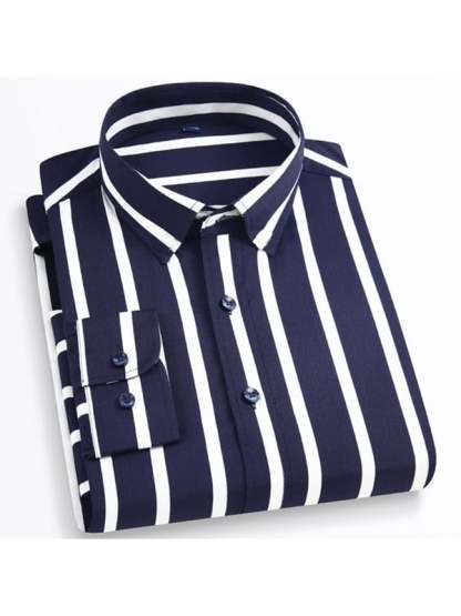 Men's Stripe Print Business Long Sleeve Shirt