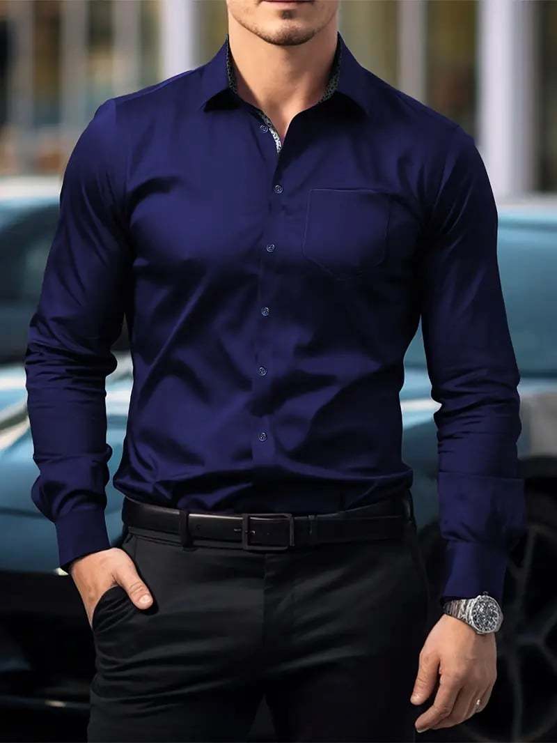 Men's Street Style Business Casual Printed Long Sleeve Shirt