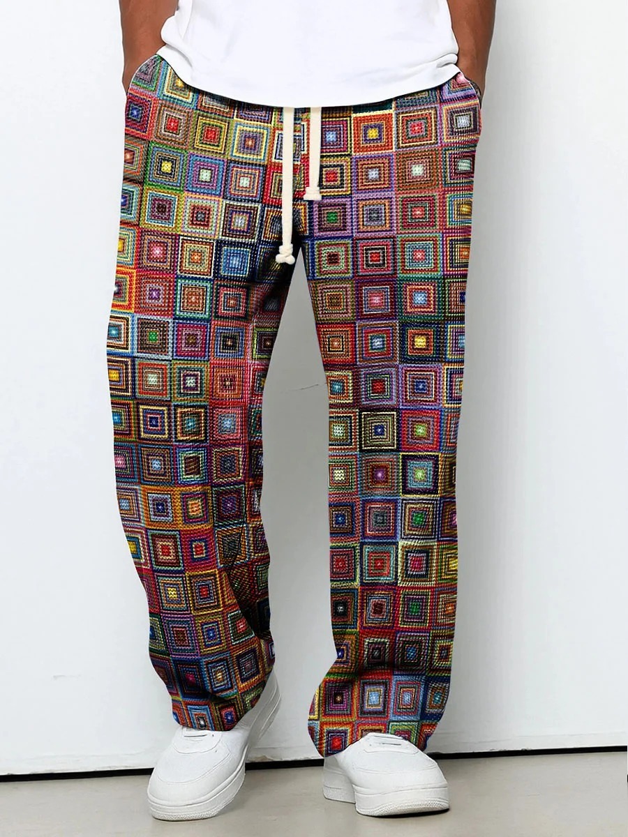 Men's Geometry Color Gradient Art Print Casual Suit Pants