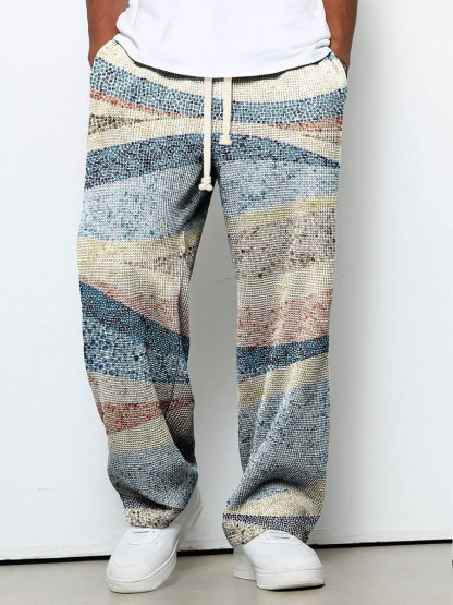 Men's Geometry Color Gradient Art Print Casual Suit Pants