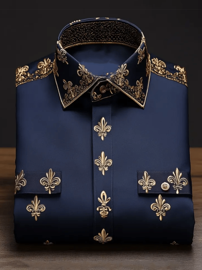 Men's Luxury Romantic Contrast Color Print Long Sleeve Shirt