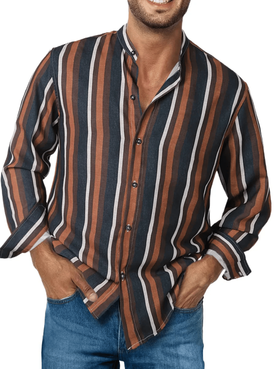 Men's Casual Striped Print Shirt