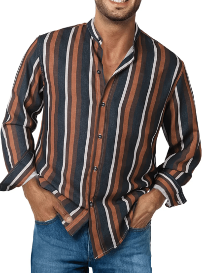 Men's Casual Striped Print Shirt