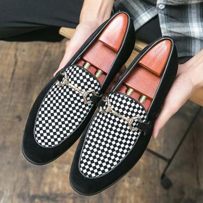 Fashion Casual Geometric Frosted Mens Loafer Shoes