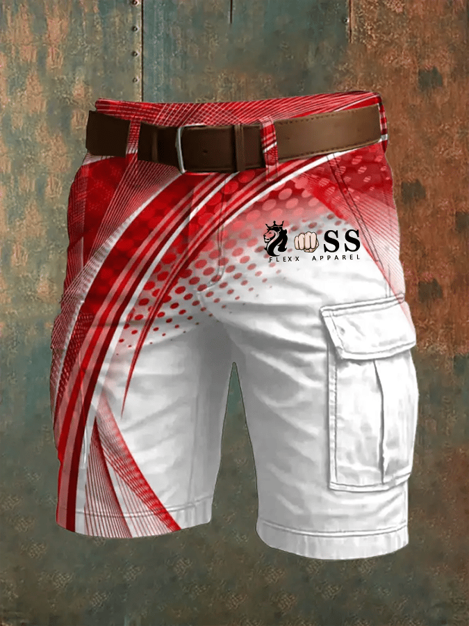 Men's Retro Letter Print Multi-Pocket Design Cargo Shorts