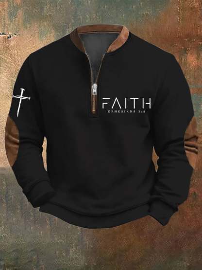 Men's Faith Printed Zip Collar Sweatshirt
