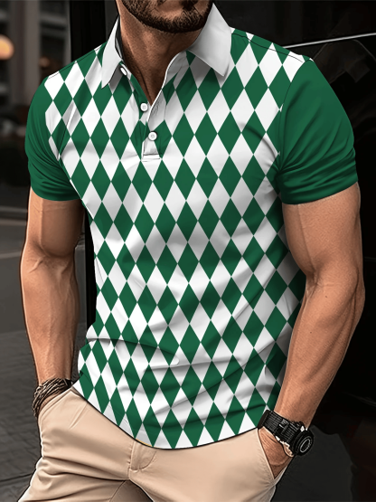 Men's Business Casual Logo Button Short Sleeve Polo Shirt