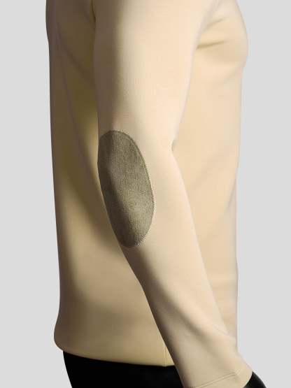 Modal Blend Elbow Patch Long Sleeve Tee:Slim Fit